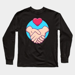 Holding hands with heart cartoon Long Sleeve T-Shirt